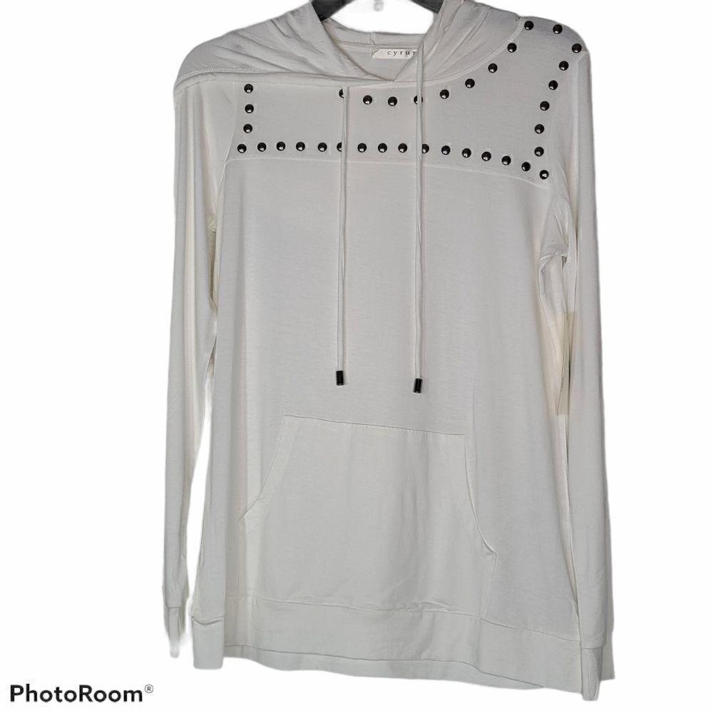 NWT SMALL CRYUS STUDDED HOODIE POCKET IVORY